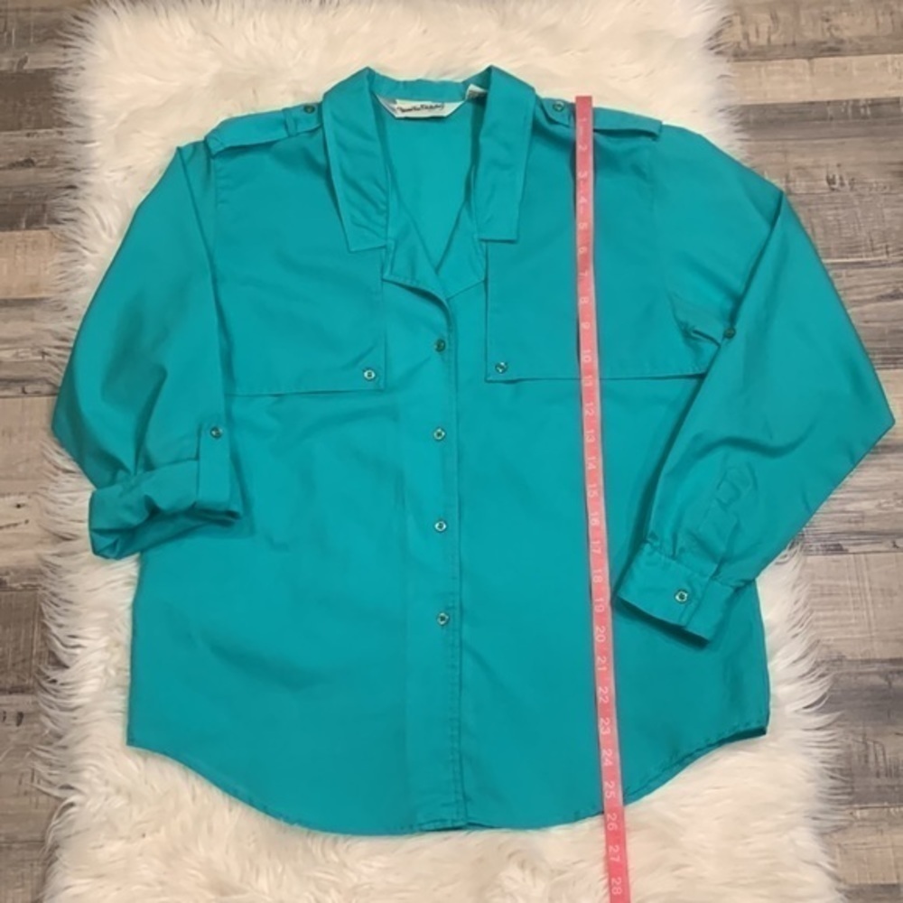 Diane Von Furstenberg vintage button front roll tab safari blouse 12 - Picture 5 of 5